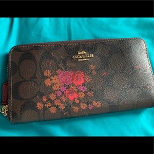 Brand New Floral Leather Coach Wallet
